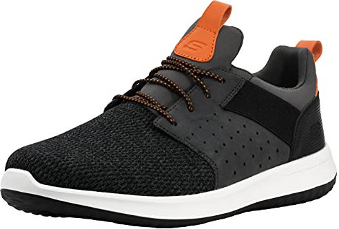 Skechers Men's Classic Fit Delson-Camben Charcoal/Orange Sneaker 12 W US