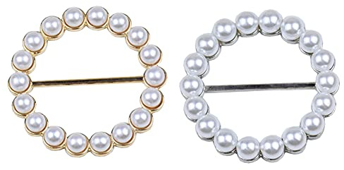 GSHLLO 2 Stück Perlen Schal Schal Verschluss Ring T-Shirt Clips Schnalle Kleidung Wickelhalter für Tuch Halstuch