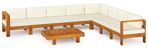 vidaXL 9-teiliges Garten-Lounge-Set mit Kissen 100 x 60 cm Akazienholz