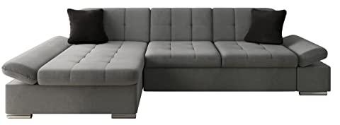 Mirjan24 Ecksofa Malwi mit Regulierbare Armlehnen Design Eckcouch mit Schlaffunktion Bettkasten L-Form Sofa vom Hersteller Couch Wohnlandschaft (Manila 16 + Manila 16 + Manila 18, Ecksofa: Links)
