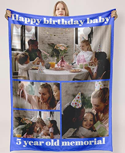 YUzzles Personalisierte Decke Mit Foto Und Texte Fotodecke Personalisierte Geschenke Für Geburtstage, Feiertage, Jubiläen Geschenk Für Mama, Papa, Kind, Haustier, Freund Oder Liebhaber (4 Fotos)