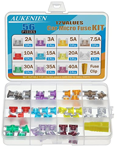 AUKENIEN Micro Fusible Voiture Set 2A 3A 5A 7,5A 10A 15A 20A 25A 30A 35A 40A 12V Fusible Moto Fusibles Automobile Pour Auto RV Camion