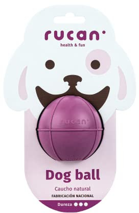 Rucan Dog Ball Pelota para Perros - Juguete Interactivo Indestructible - Pelota para Rellenar con Comida - Fabricado con Caucho Natural Muy Resistente - para Perros a Partir de 10 Kg (Normal, Morado)
