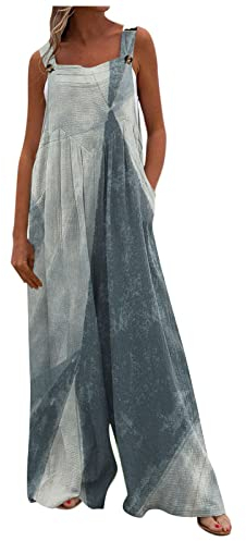 Damen Latzhosen Jeans Boyfriend Ärmellos Overalls Retro Denim Ägerhose Gerades Jumpsuit Mit Taschen,Kargo Hosen Kargo Hosen Für Damen Mädchen Jeanshosen Sommer Mode Feste Farbe (M,1-Grau)