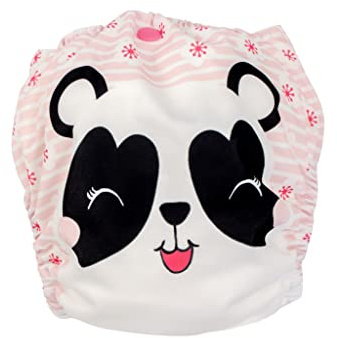 Zoocchini Pannolino tascabile riutilizzabile per bambini con 2 inserti (regolabile 3,2-15,9 kg) - Pippa the Panda