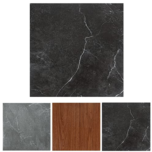Gimisgu PVC Bodenbelag 30x30cm, 110 Fliesen 10m² Vinylboden Selbstklebend Rutschfeste Wasserdicht Schneidbar Fliesenoptik Bodenfliesen, für Wohnzimmer Küche (Schwarz Marmor)