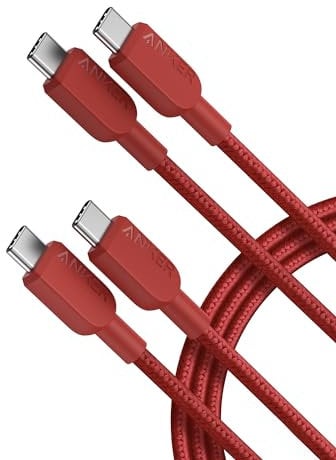 Anker USB C Cable, USB C to USB C Cable (6ft,2Pack,Red), (60W/3A) USB C Charger Cable Fast Charge for iPhone 15/15Pro/15Plus/15ProMax, Samsung Galaxy S23, iPad Pro 2021, iPad Air 4, MacBook Pro 2020