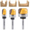 Newdeli 3Pcs Bowl and Tray Template Router Bit Set 1/4 Inch Shank Carbide Juice Groove Round Nose Router Bit with Bearing 1/2,3/4,1-1/8 Dish Carving Router Bits Wood Cutter