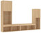 vidaXL Wohnwand 4-TLG., Schrankwand mit viel Stauraum, Anbauwand mit LED-Beleuchtung, Wandmontage Fernsehschrank Wohnzimmer Set Schrank, Sonoma-Eiche Holzwerkstoff