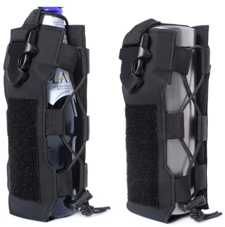 HOUSON Sac tactique pour bouteille d'eau en nylon, sac à dos, porte-bouteille militaire, pochette pour randonnée, vélo, course à pied, camping, noir