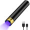 Linterna de luz UV de 365 nm, mini lámpara de madera de mano, luz ultravioleta, luz negra recargable por USB, detector LED portátil para orina de mascotas, fluorescente, curado de resina, detección de