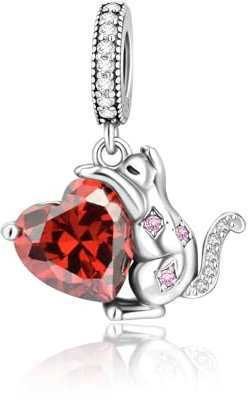 Femme Charms Vilain chat Flip Coccinelle rouge Argent Sterling 925 Pendentif avec Zircon Cubique pour Bracelet