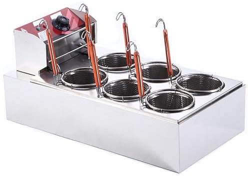 LHQYA 2000W Noodle Boiler Bucket, Commercial Electric Noodle Cooker, 6 Filter Baskets/50-100℃ Control/automatic Constant Temperature, for Restaurants, Food Stall, Production Places