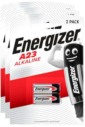 Energizer Alkaline A23 Batterie E23A 12V Alcaline Specialistiche Alte Prestazioni per Piccoli Dispositivi Telecomandi Modellini e Termometri - 3 Blister da 2 Pile