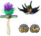 Shienfir Stand Out at Carnival Party Carnival Party Accessories Mardi Gras Feather Headband Women's Masquerade Headdress Armband Earrings Set C