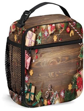 Wiederverwendbare Lunchtasche mit Tannenzapfen, Keks-Geschenkboxen, Zuckerstangen, kleine Lunchbox für Männer und Frauen, isolierte tragbare Lunchbox für Erwachsene, geeignet fürs Arbeitspicknick, meh