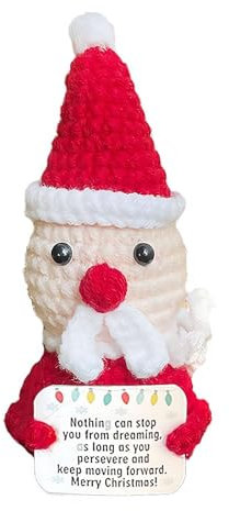 jileijar Positive Häkelpuppe mit positiver Karte, Weihnachtsmann, Schneemann, Hirsch, Weihnachtsbaum, gehäkelte Strickpuppe, emotionale Unterstützung, Geschenke, Weihnachtsfeiertagsdekoration,