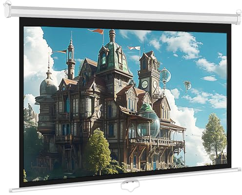 INMOZATA Leinwand Beamer Rollo 60 Zoll/ 129x105cm, 4:3 Projektor Leinwand | Leinwand Decke & Wandmontage Projektionsleinwand mit Lichtundurchlässig, Stufenlos Arretierbar Für Heimkino Büro Schule,Weiß
