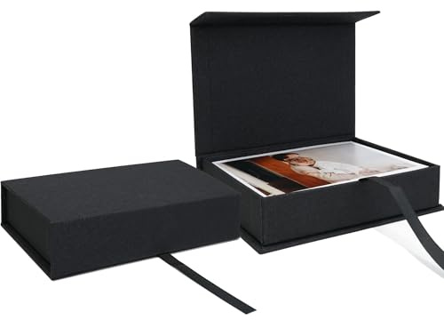 Vienrose Scatola Portafoto in Lino, 10 x 15 cm, Beige