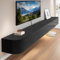 Coubird Wall Mounted TV Unit, Floating TV Unit, Black Floating TV Stand Cabinet with Doors in Media Wall Unit, Entertainment Storage TV Console for Living Room and Office (black, 140cm/55.1in)