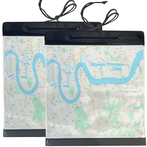 AmiCera wasserdichte Karten Hülle, Transparente Kartentasche, Kartenhüllen wasserdicht zum Wandern, Dokumentenhalter, Kartentasche mit klarem für Outdoo, wasserdichte Beutel 2 Stück, 12,6 x 11