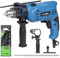 G LAXIA Perceuse à percussion 550W 3000RPM, poignée rotative 360 °, Mandrin réglable de 13 mm, mètre de profondeur, marteau perceuse fonctionne 2 en 1, perceuse puissante vitesse variable