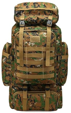 SZETOSY 80L Camping Wanderrucksack, taktischer Molle Rucksack wasserdichter Trekking, wasserdichter Wanderrucksack, Outdoor Sport Rucksack für die Jagd, Wandern, Trekking, Angeln, CAMO