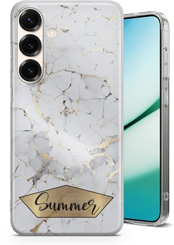 TULLUN Personalisierte Handyhülle für Samsung Galaxy A50 - Klare Soft Gel mit individuellem Druck, stilvollem Marmor-Design Ihrem eigenen Name Text - Golden