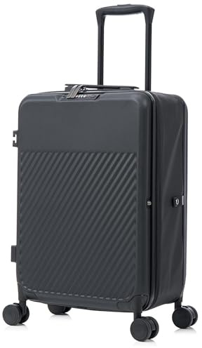 MS Point Faltbarer Koffer Trolley Reisekoffer Hartschalenkoffer Bordcase Handgepäck Suitcase mit Rollen und TSA Schloss Schwarz