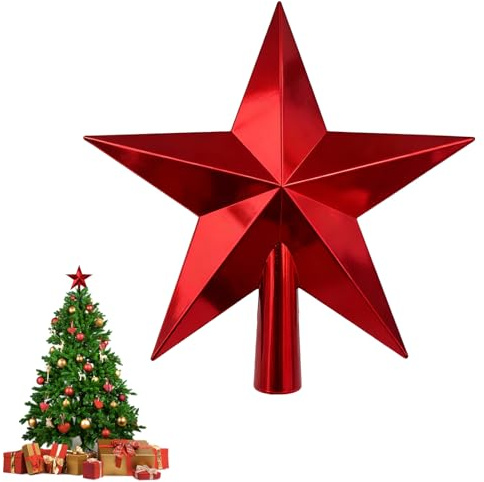Weihnachtsbaumspitze Stern, 6 cm Mini Baumspitze Stern, Mini Deko Weihnachten für Weihnachtsbaum Deko, Weihnachtsbaum Christbaumspitze Weihnachtsbaumspitze Klein (Rot)