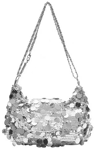 JENCVNL Damen Glitzer Pailletten Tasche, Elegant Glitzer Clutch Abendtasche Silber Schwarz Pailletten Umhängetasche Schultertasche mit ReißVerschluss für Abend Prom Hochzeit Party