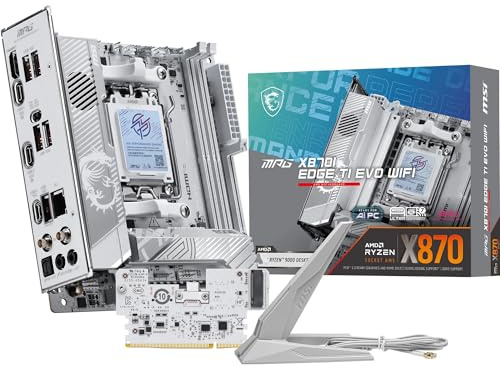 MSI MPG X870I Edge TI EVO WiFi Mainboard, ATX - Unterstützt AMD Ryzen 9000/8000 / 7000 Prozessoren, AM5-110A SPS VRM, DDR5 Memory Boost 8200+MT/s (OC), PCIe 5.0 x16, M.2 Gen5, Wi-Fi 7, 5G LAN