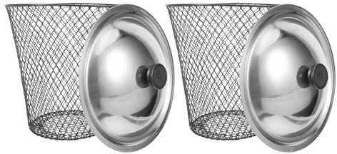 UKCOCO Lot de 2 Poubelles Métalliques avec Couvercles, Bac à Compost Extérieur Enterré Compact pour Jardin, Système de Compostage Déchets Organiques Ménagers, Stockage Solide Odeur