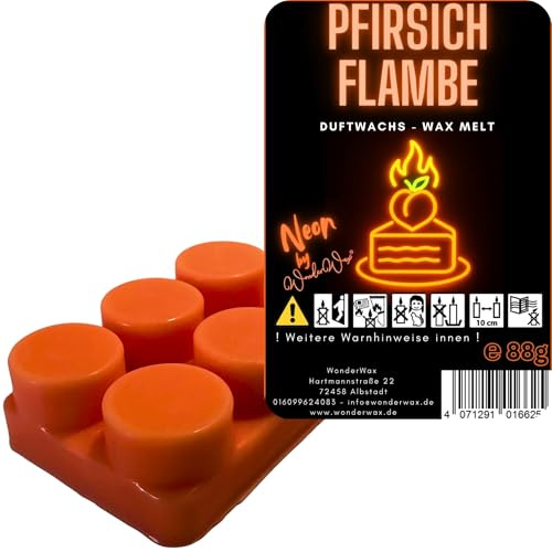 WonderWax Neon Duftriegel 6 x Duftwachs Kreise Wachsmelt Duftwachs Raumduft für Duftlampen Soja Wachs Melts Duftmelt Aroma Wellnes Kerzen Wärmer Wax Tarts Pfirsichflambe