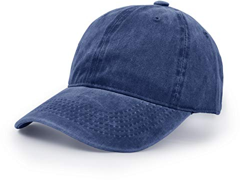 Baseballmütze, Waschbarer Stoff Baumwolle Verstellbarer Outdoor Sonnenhut Lässiger Unisex-Hip-Hop-Hut Hysteresenkappe Marine Blau