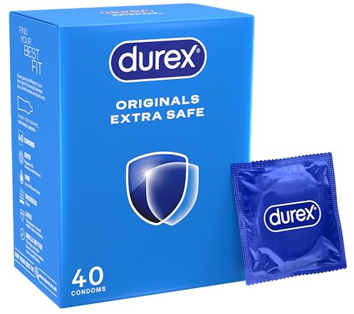 Durex Originals Extra Safe, 40 Condoms, Regular Fit, Silicone Lubricated