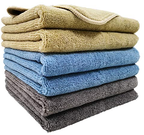 Polyte - professionelle Mikrofaser-Reinigungstücher - Blau, Kamelhaarfarben, Grau - 40 x 61 cm - 6 Stück