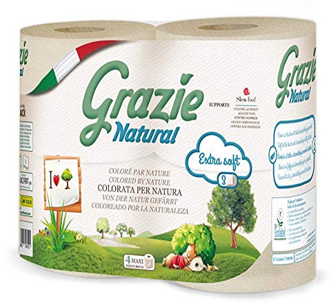 Grazie Set de 4 Rouleaux 3 Épaisseurs Papier Toilette Écologique - Lot de 2