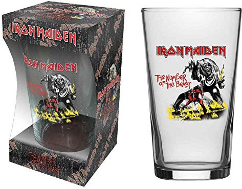 Iron Maiden Pint Glass Number Of The Beast Band Logo Nue offiziell Boxed One Size
