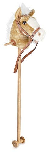 Toyrific 99 cm Hobby Horse Toy with Sounds, Strong Grip Handles, Plush head and Wheels, Light Brown