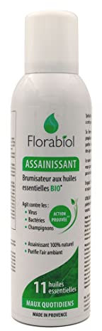 Florabiol - Spray Assainissant Anti-Odeurs aux 11 huiles essentielles - Efficace contre les Virus, les Bactéries et les Champignons - Citron, Pamplemousse, Orange - Fabriqué en France - 150ml