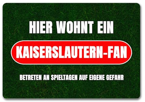 speecheese Hier wohnt EIN Kaiserslautern-Fan Fußmatte in 35x50 cm ohne Rand mit Rasenmotiv Sportfan Kaiserslautern Sport Deutschland Kult