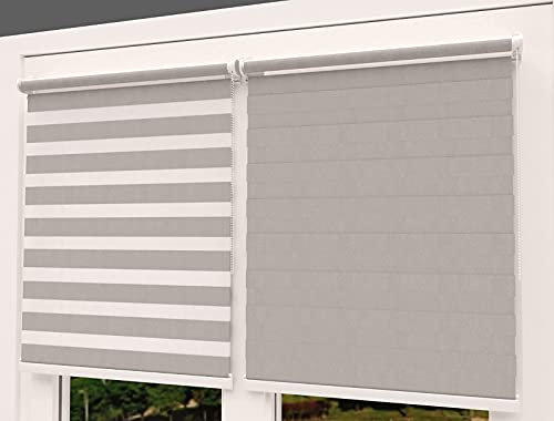 TROYAHOME® Doppelrollo Klemmfix Ohne Bohren Duo Rollo Fenster Rollo Easyfix (Grau, 100 x 150 cm (Stoffbreite 97 cm)