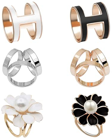 Schnalle Seiden 6 Stücke Schal Clip Set Metall Schal Clip Schal Ring Clip Blumen Broschen Schal Schmuck Für Schals Und Tücher Fashion Schal Ring Schalring Clip Tuchring Für Tägliche Kleidung