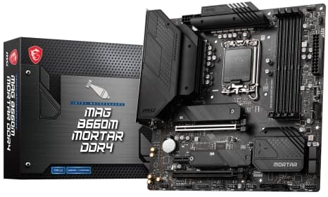 MSI MAG B660M MORTAR DDR4 Placa Base Micro-ATX, Compatible con Procesadores Intel 12th Gen Core, LGA 1700, DDR4 Memory Boost 4800+MHz/OC, Ranuras PCIe 4.0 y 3.0 x16, Ranuras 2 x M.2 Gen4, 2.5G LAN