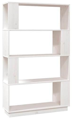vidaXL Bücherregal Raumteiler Standregal Aktenregal Wandregal Regal Raumtrenner Aufbewahrung Büroregal Weiß 80x25x132cm Massivholz Kiefer