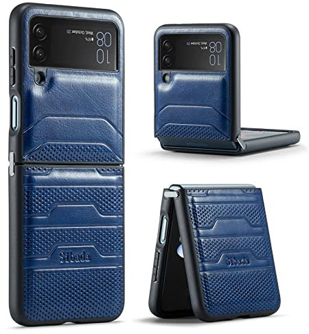 Sibada Custodia in pelle per Samsung Galaxy Z Flip4 5G Custodia con Cerniera Di Connessione per Galaxy Flip 4 (2022) - Blu