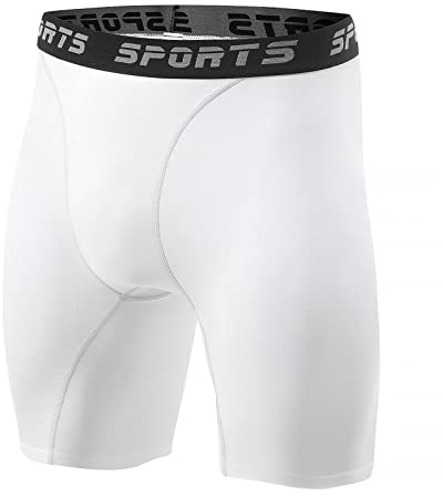 Sillictor Compression Shorts Men Anti Chafing Running Underwear Men Gym Shorts Breathable Tight Mens Sports Boxers for Cycling Workout Football,Moisture Wicking Muscle Support 3325 White 2XL
