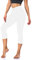 MOREFEEL Capri-Leggings mit V-Kreuz-Taille für Damen, Sommer-Workout, Bauchkontrolle, Po-Lifting, weiche Sport-/Fitnessstudio, Yoga-Hose, Strumpfhose, Weiss/opulenter Garten, Large-X-Large