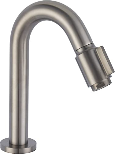 Saqu Essential 2.0 Kaltwasserhahn Gäste WC - 19 cm Hoher Waschtischarmatur - Messing - Mit Rosetten - Grau - Waschbecken - Armatur